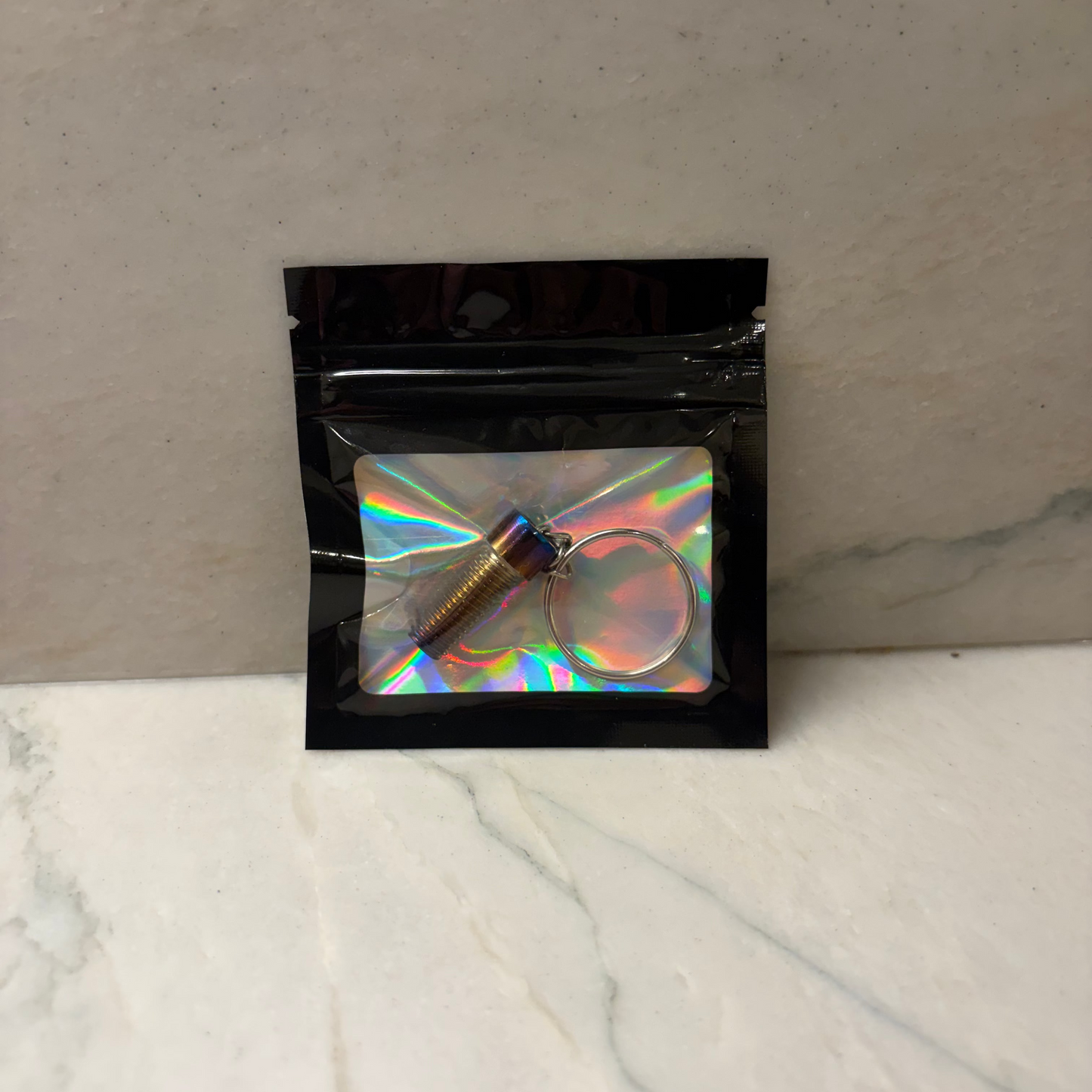 Large Burnt titanium keychain
